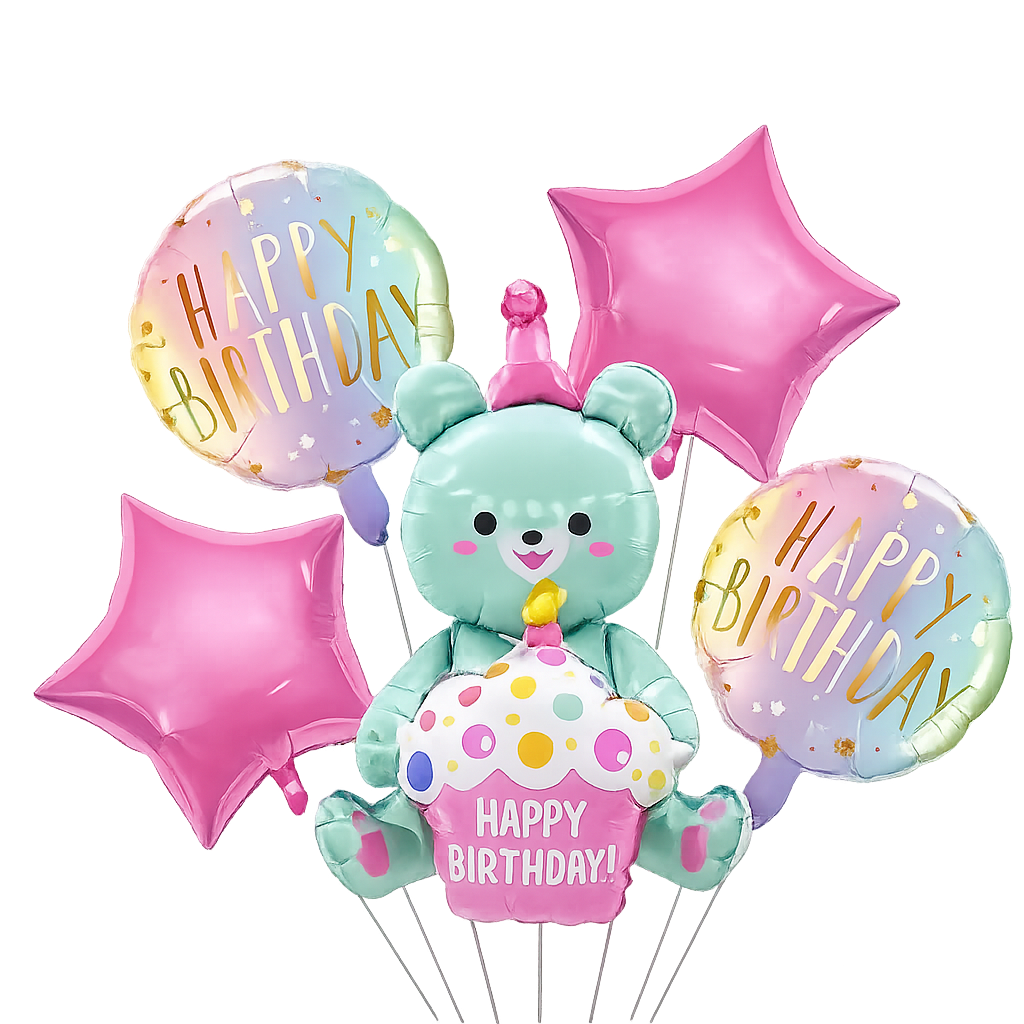 happy birthday balloon bouquet bear