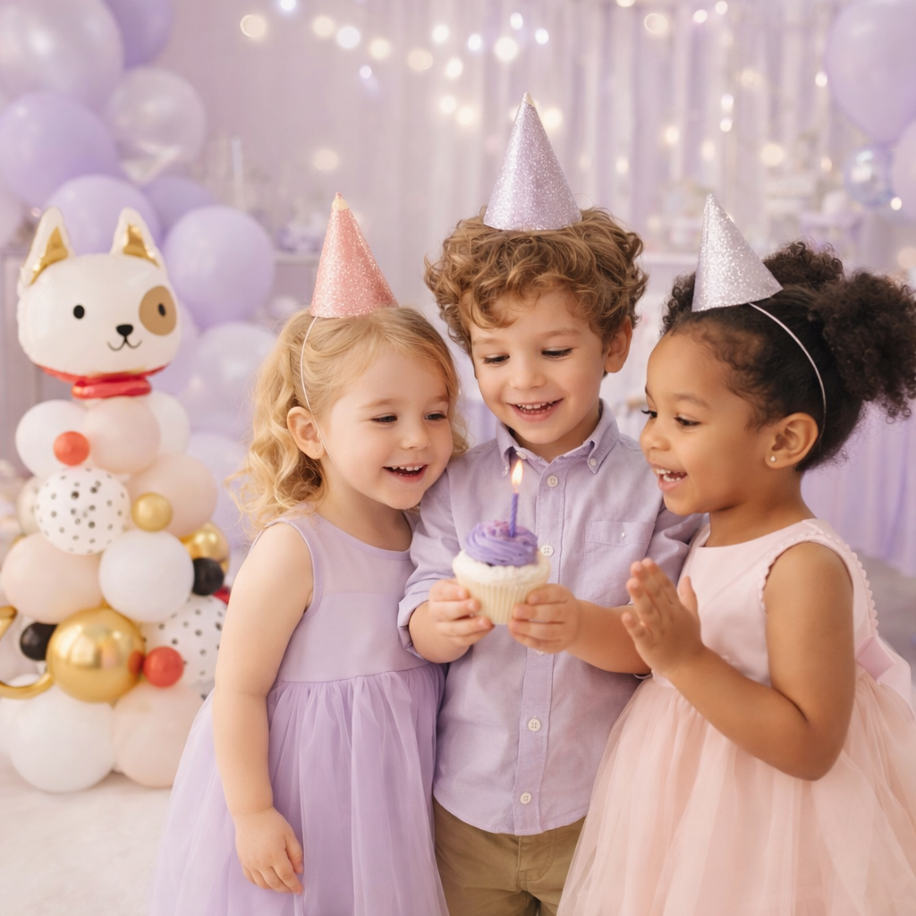 birthday party kids with balloons