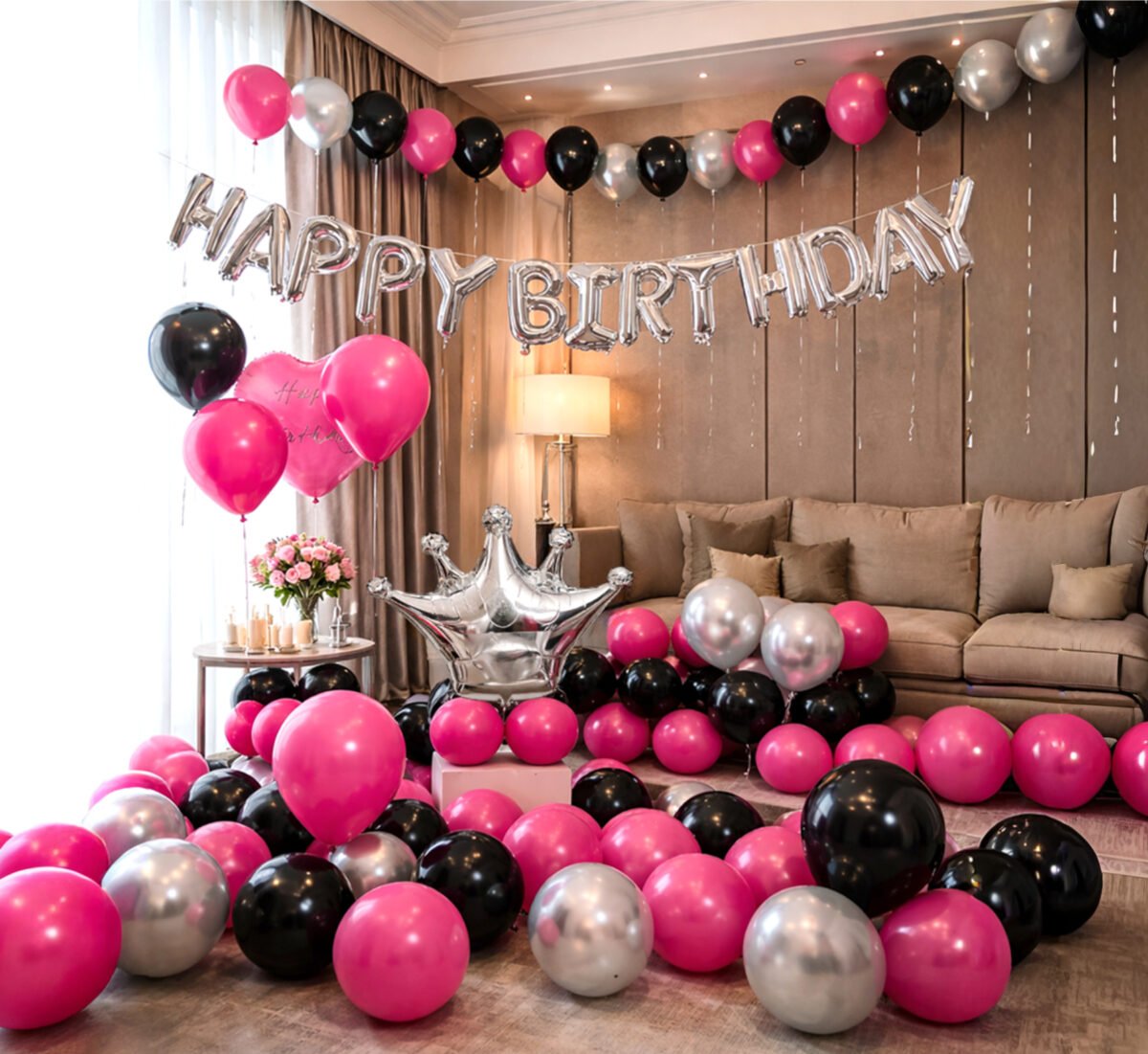 Happy Birthday Balloon Decoration Set (Pink) 55 Pcs