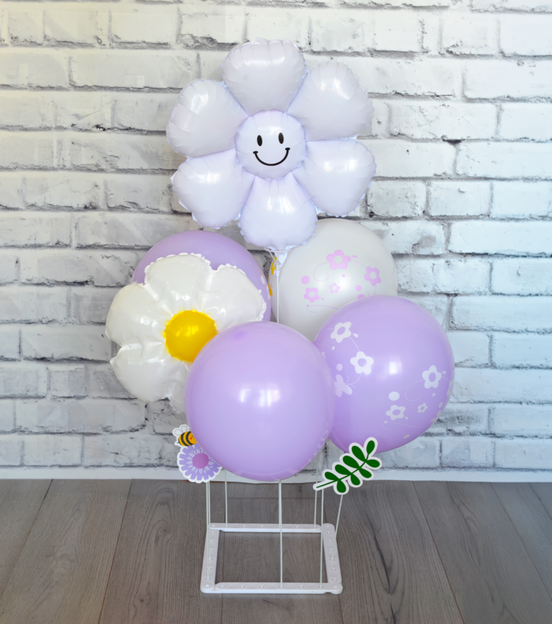 Flower Purple Balloon Bouquet Kit with Stand 6 pcs