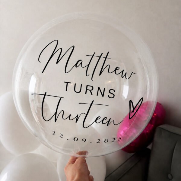 Personalized clear confetti balloon with custom name