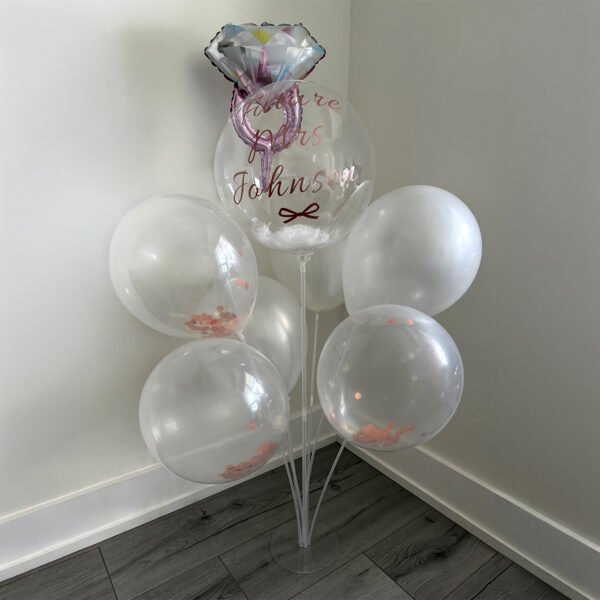 Personalized engagement balloon stand decoration