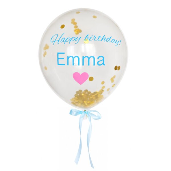 personalized happy birthday balloon with name and confetti