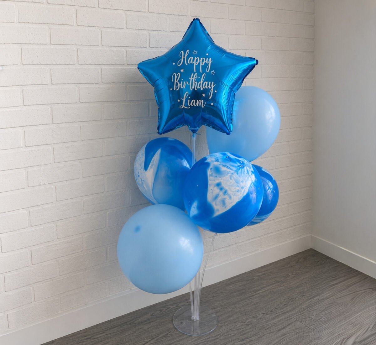 Personalized Birthday Balloon Bouquet Blue Star With Name