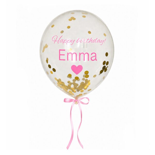personalized happy birthday balloon with name and confetti