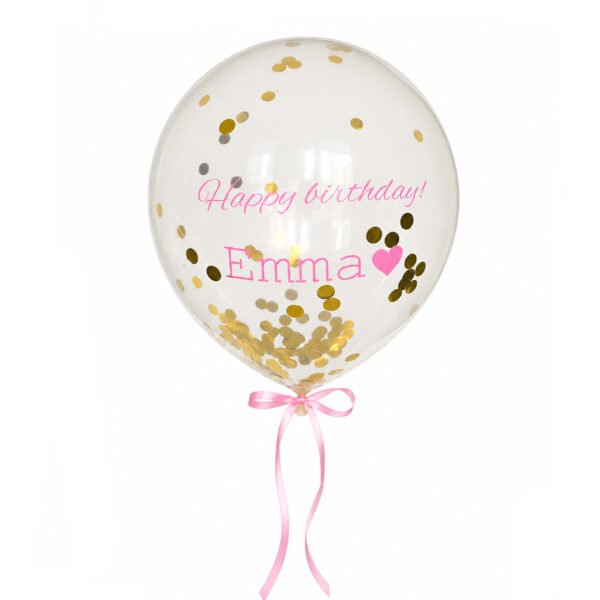 personalized happy birthday confetti balloon with custom name