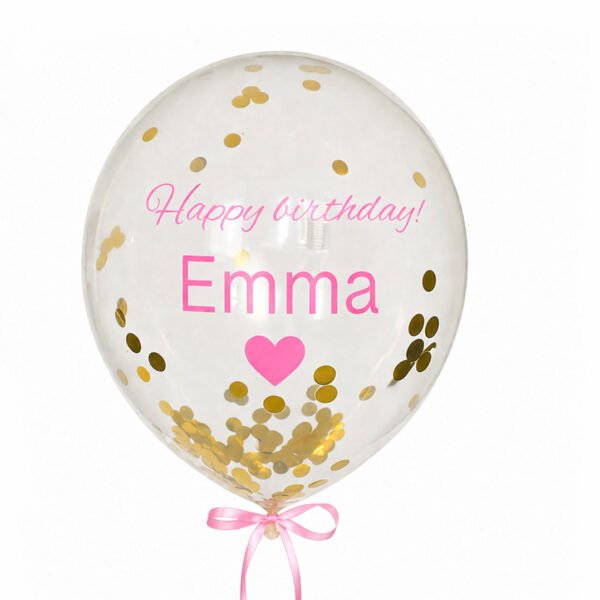personalized happy birthday balloon with name and confetti