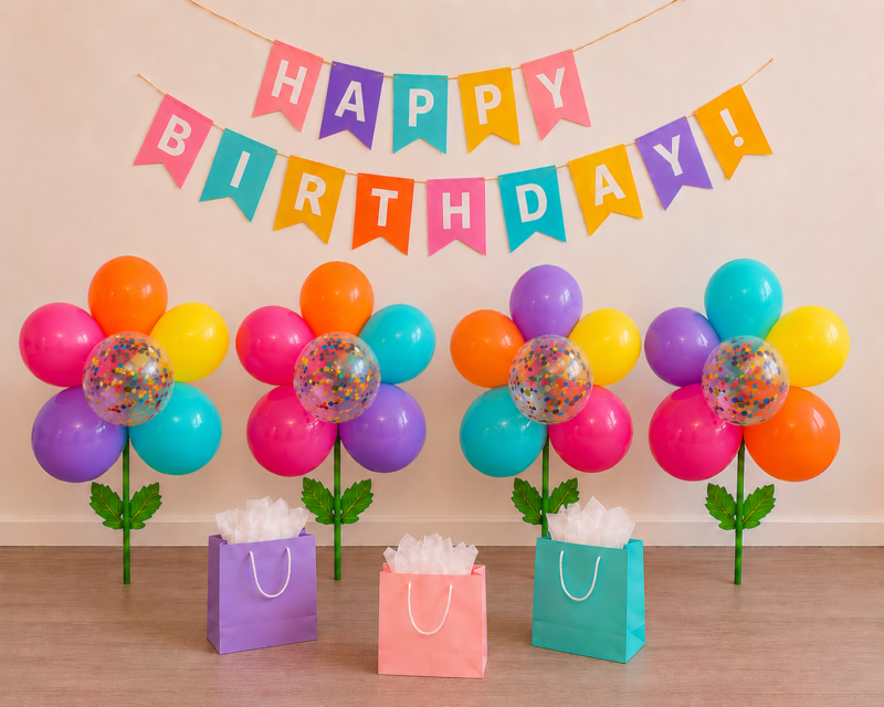 Colorful Balloon Flower Kit for Party Decor – 4 Flowers