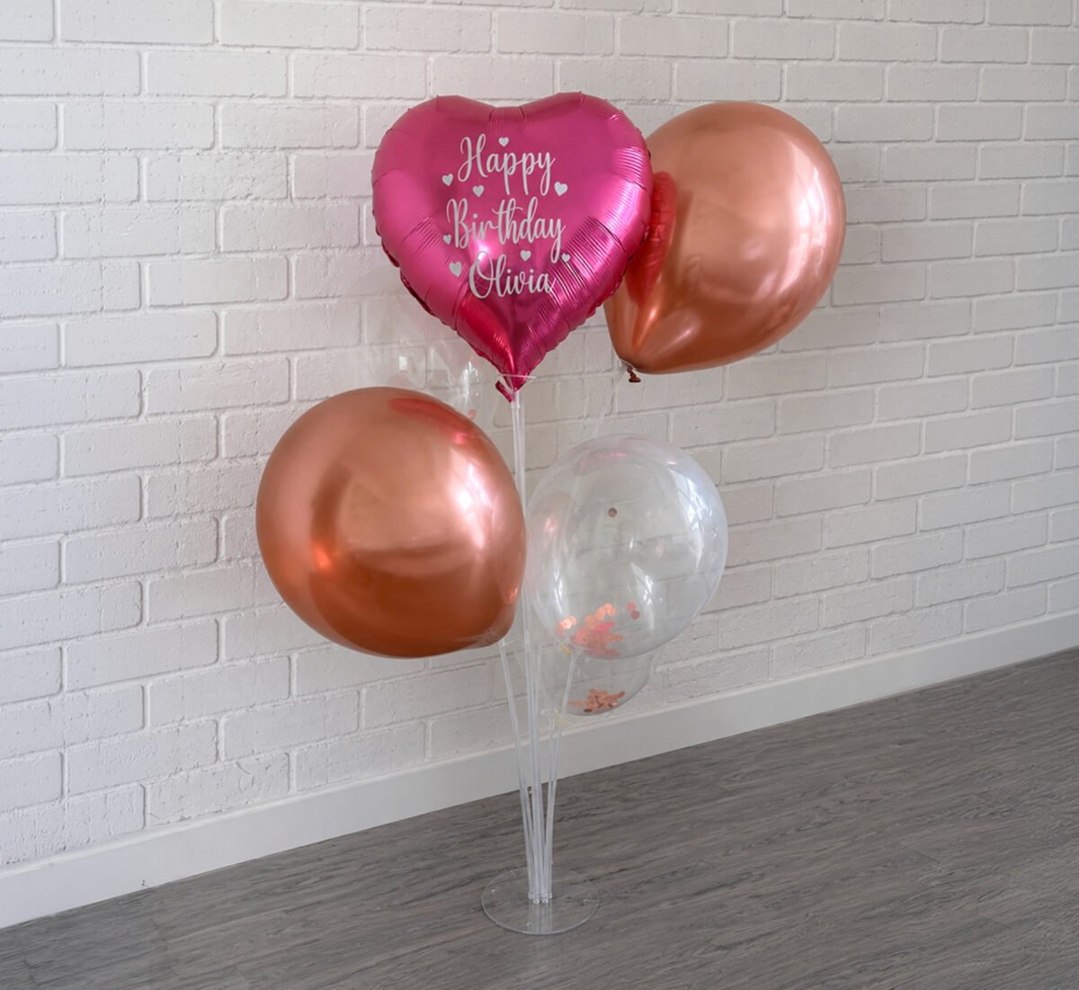 Personalized Birthday Balloon Set Pink Heart With Name