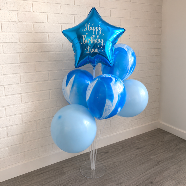 personalized birthday balloon set with name and star balloon