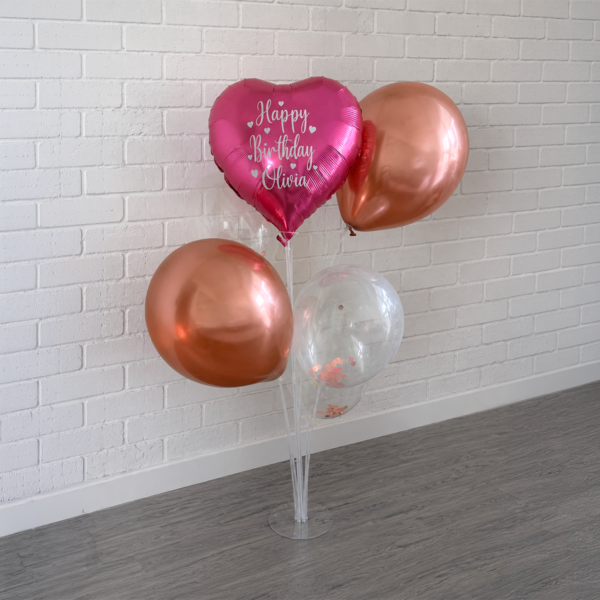 pink birthday balloon bouquet kit with custom name