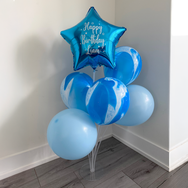 personalized birthday balloon set with name and star balloon