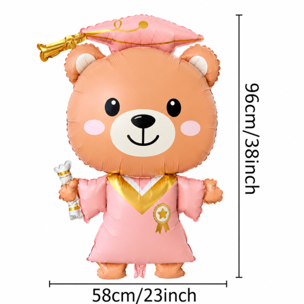 Graduation girl bear balloon bouquet with black stars and hearts
