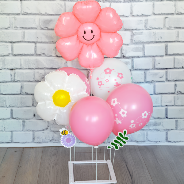 Flower Pink Balloon Bouquet Kit with Stand