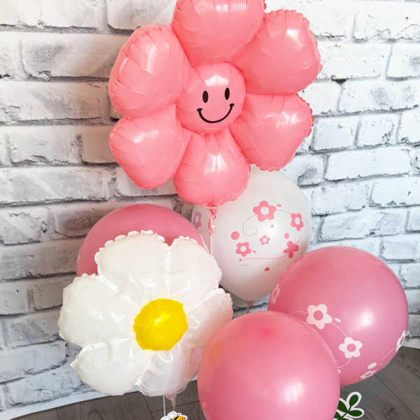 Flower Pink Balloon Bouquet Kit with Stand