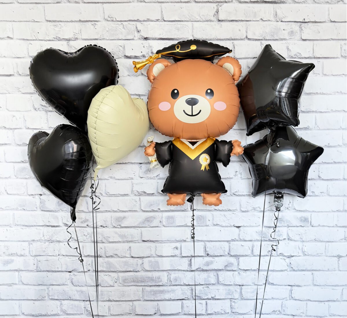 Graduation Boy Bear Black Balloon Set 6 pcs