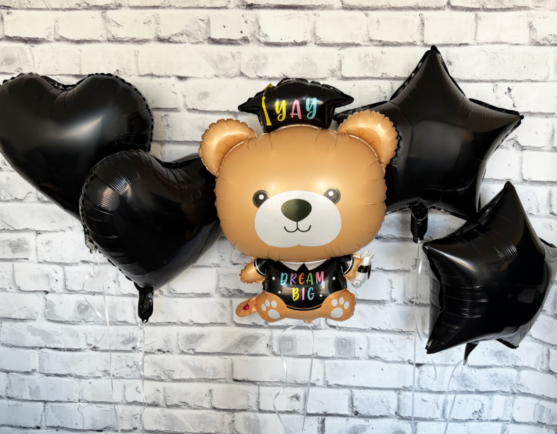 Graduation Bear Balloon Bouquet Set 5 pcs