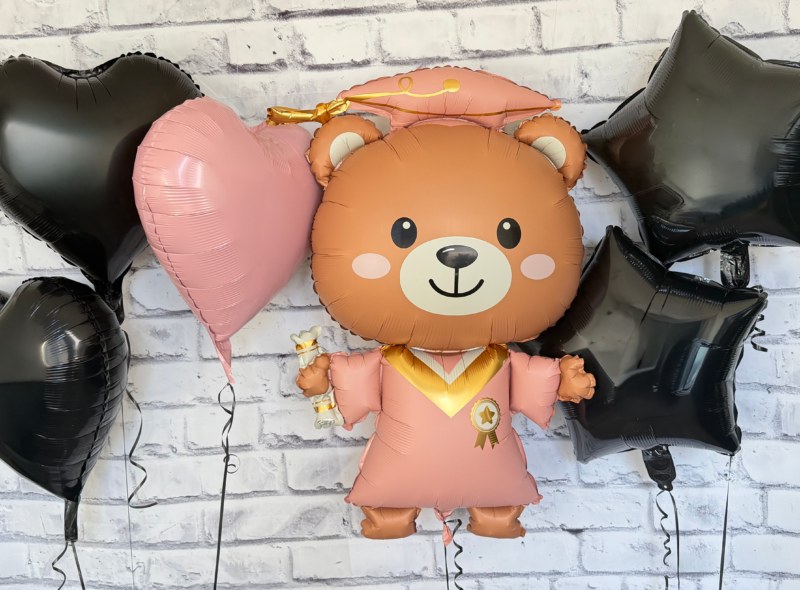 Graduation Girl Bear Pink Balloon Bouquet Kit