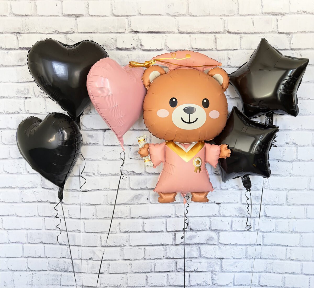 Graduation Girl Bear Pink Balloon Set 6 pcs