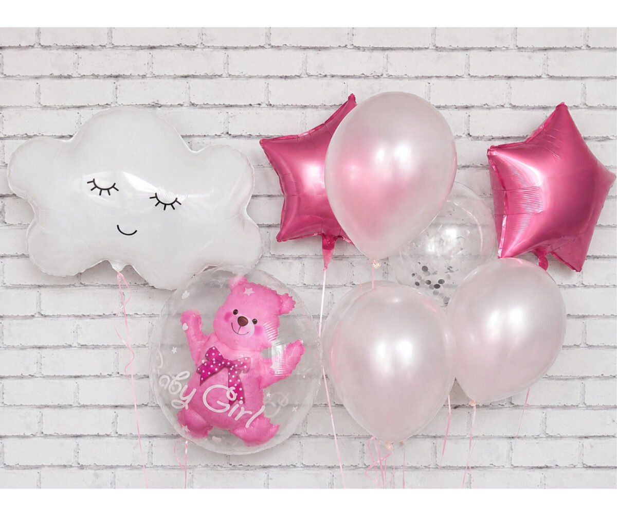 Baby Shower Balloons Decor, Welcome Baby Girl Balloons