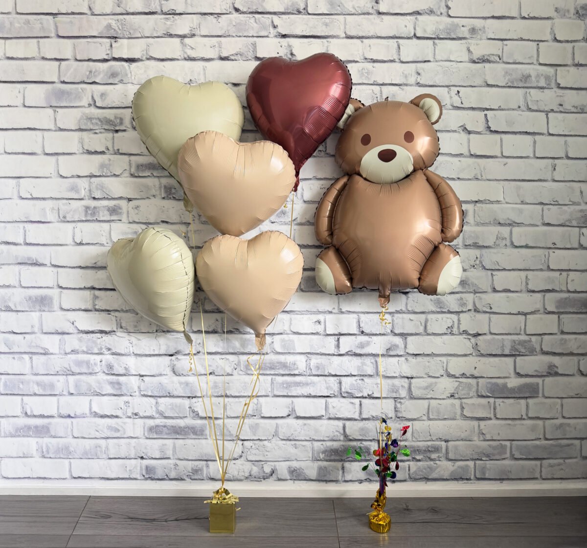 Teddy Bear Heart Balloon Set