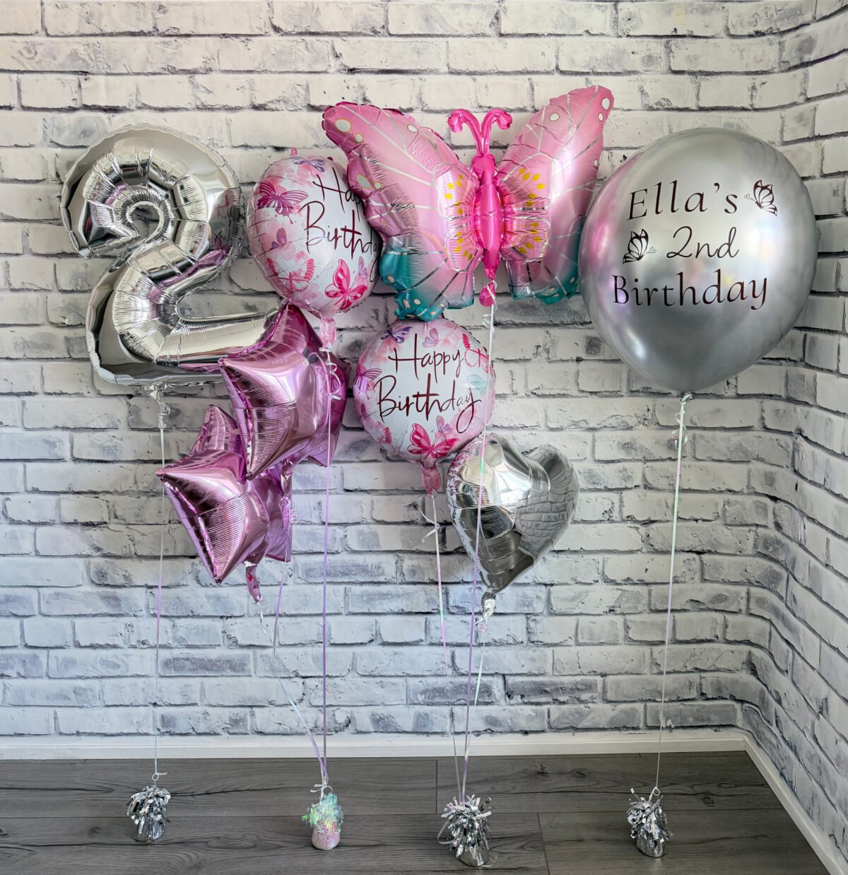 Personalized Butterfly Birthday Balloon Set