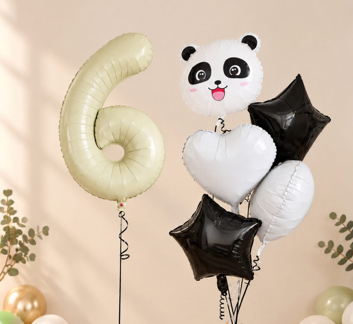 Personalized Panda Birthday Balloon Set with Number