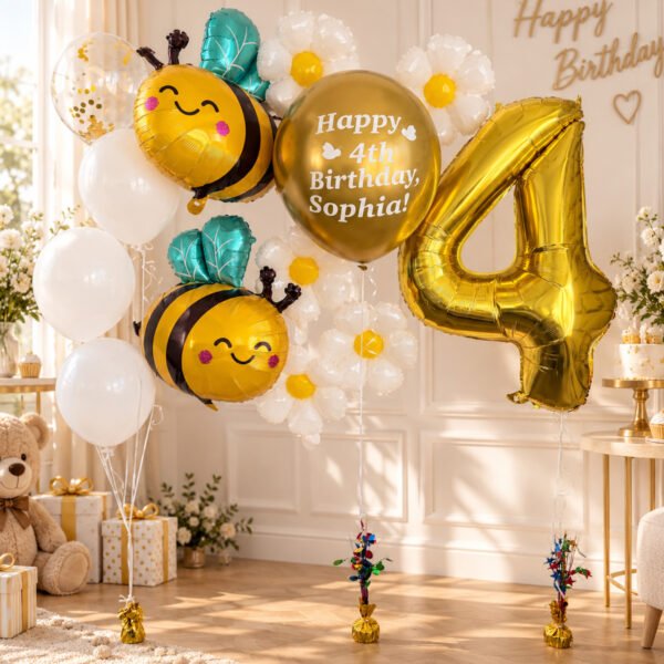 personalized-bee-birthday-balloon-set