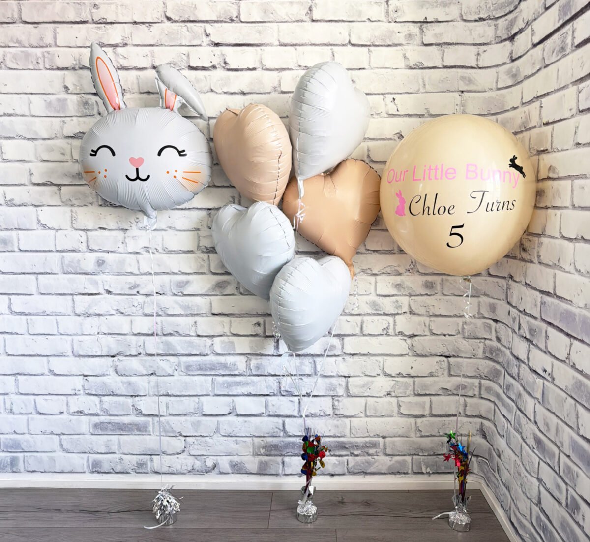 Personalized Birthday Balloon Bunny Set