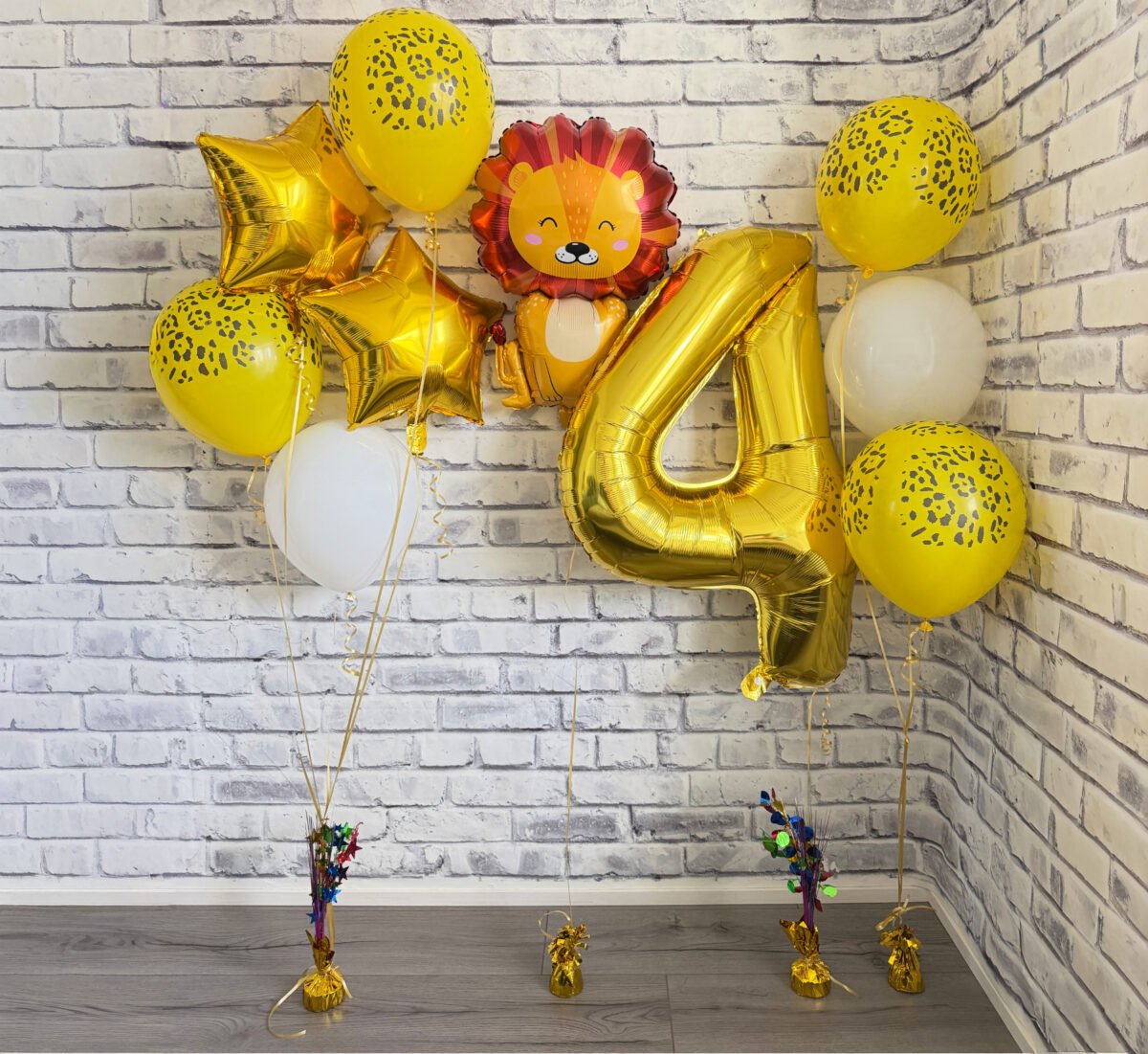 Lion Birthday Balloon Set with Number