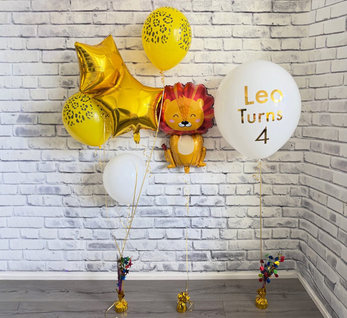 Personalized Lion Birthday Balloon Set