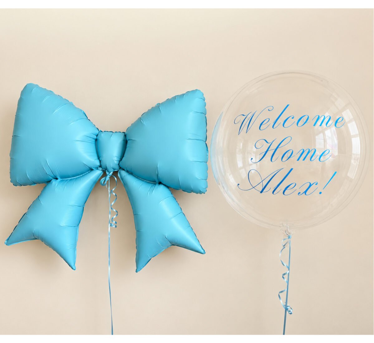 Personalized Blue Bow Balloon Set