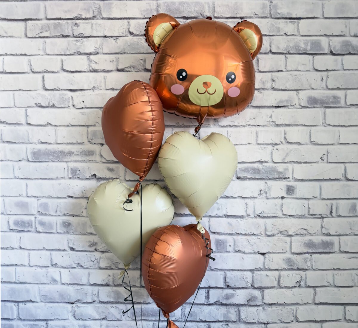 Teddy Bear Balloon Set – Brown & Cream Bear Party Balloons