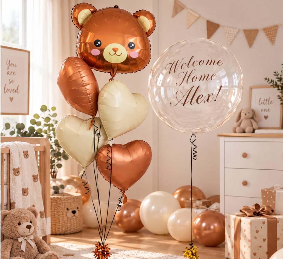 Personalized Balloon Set, Baby Bear Balloon Set, Birthday Balloon Set
